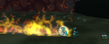 A Cockatrice attacking a player with fire.